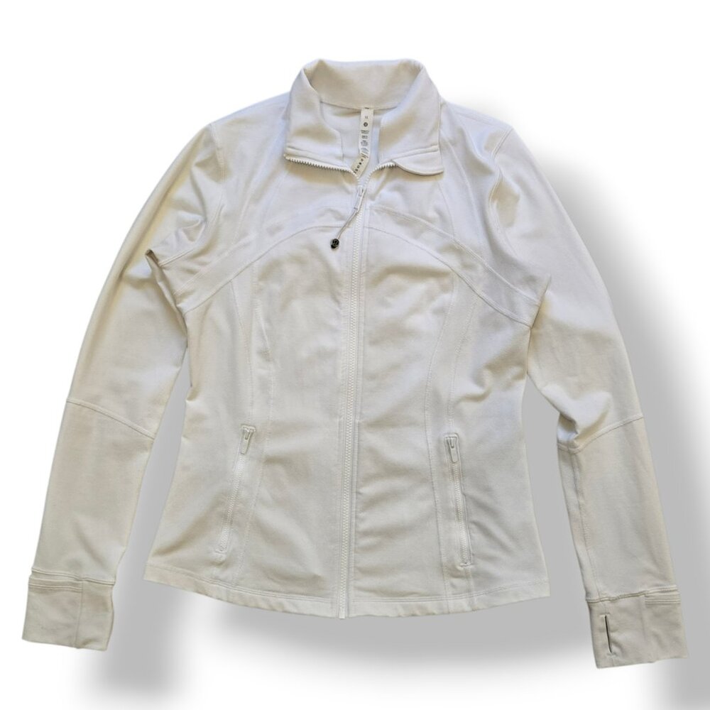 Lululemon Define Jacket White Womens 12 W4AWKS Long Sleeve Thumb Holes